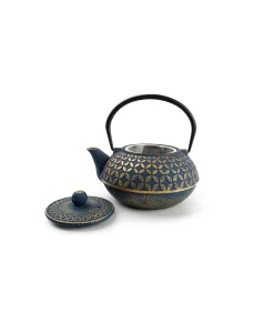 Theepot 80cl blad goud/blauw My Tea