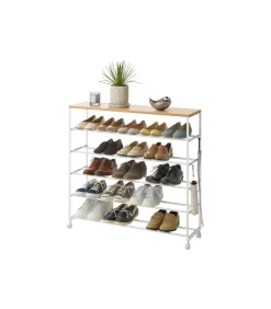 Tower Schoenenrek op wielen 5-laags - Wit