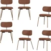 Travis Eetkamerstoelen - Polyester - Bruin - Set van 6