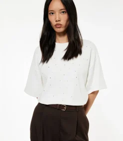 T-shirt Korte Mouwen Ronde Hals Met Strassdetail