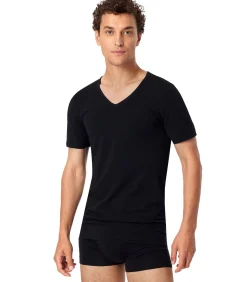 t-shirt v-hals 2 pack 95/5 organic cotton shirts black
