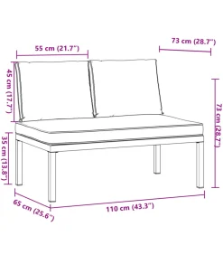 Tuinbank met kussens aluminium zwart