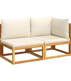 Tuinbank met kussens 2-zits acaciahout & rotan