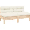 Tuinbank 2-zits met crèmekleurige kussens massief grenenhout