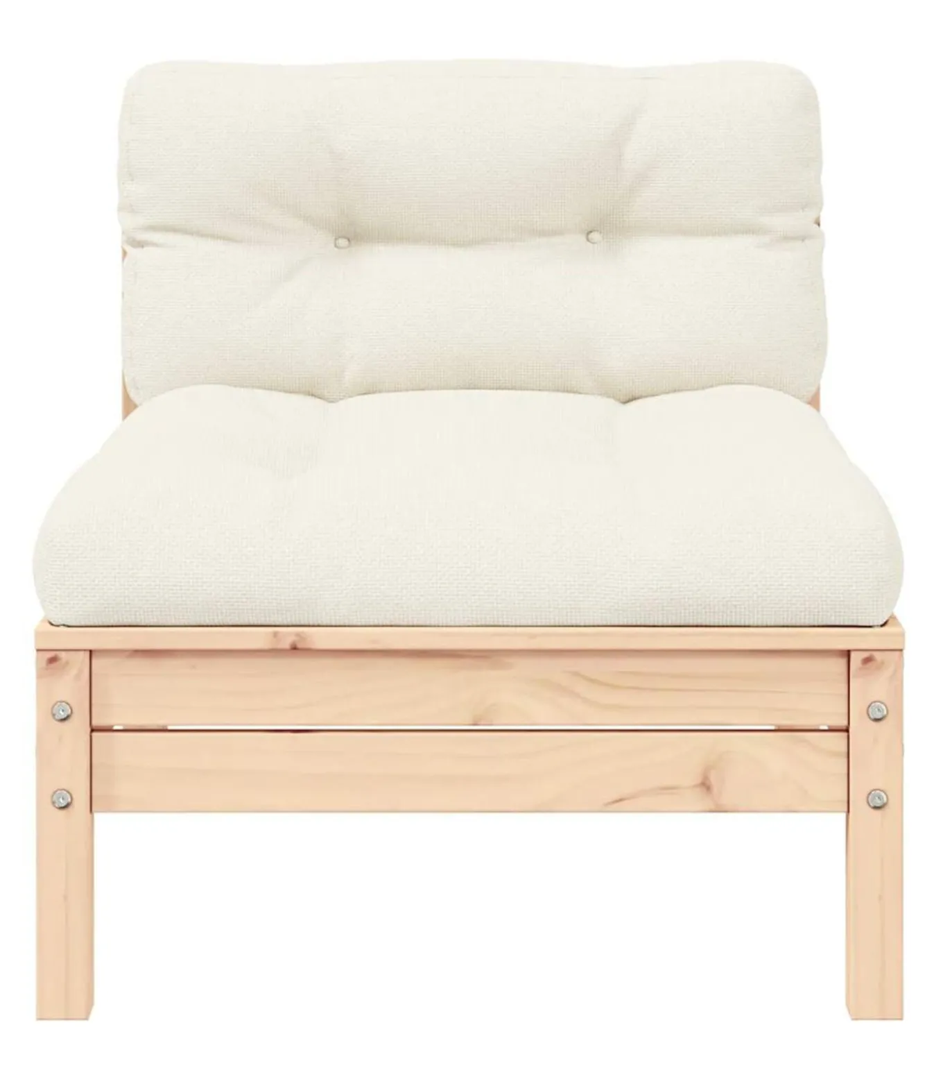 Tuinbank 2-zits met crèmekleurige kussens massief grenenhout