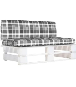 Tuinmiddenbank pallet geïmpregneerd grenenhout wit