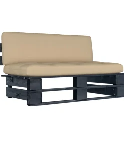 Tuinmiddenbank pallet zwart geïmpregneerd grenenhout