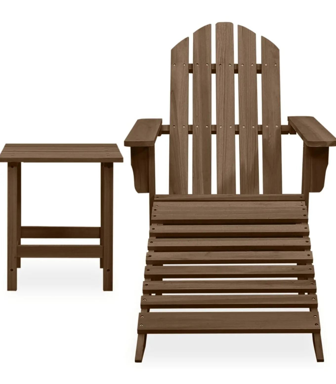 Tuinstoel Adirondack voetenbank tafel massief vurenhout bruin