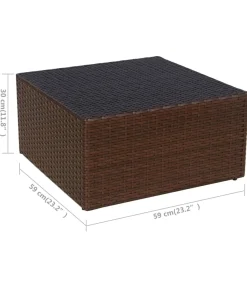 Tuinstoel met voetenbank poly rattan bruin