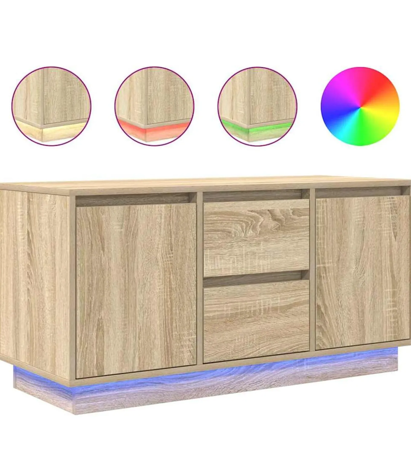 Tv-meubel met LED-verlichting 100x41x50 cm sonoma eikenkleurig