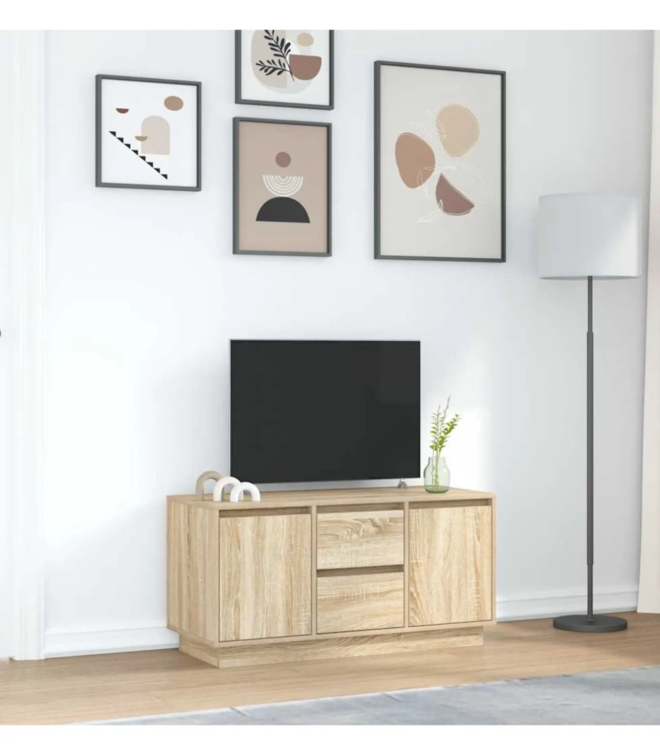 Tv-meubel met LED-verlichting 100x41x50 cm sonoma eikenkleurig