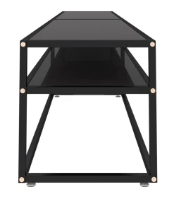 Tv-meubel 220x40x40,5 cm gehard glas zwart