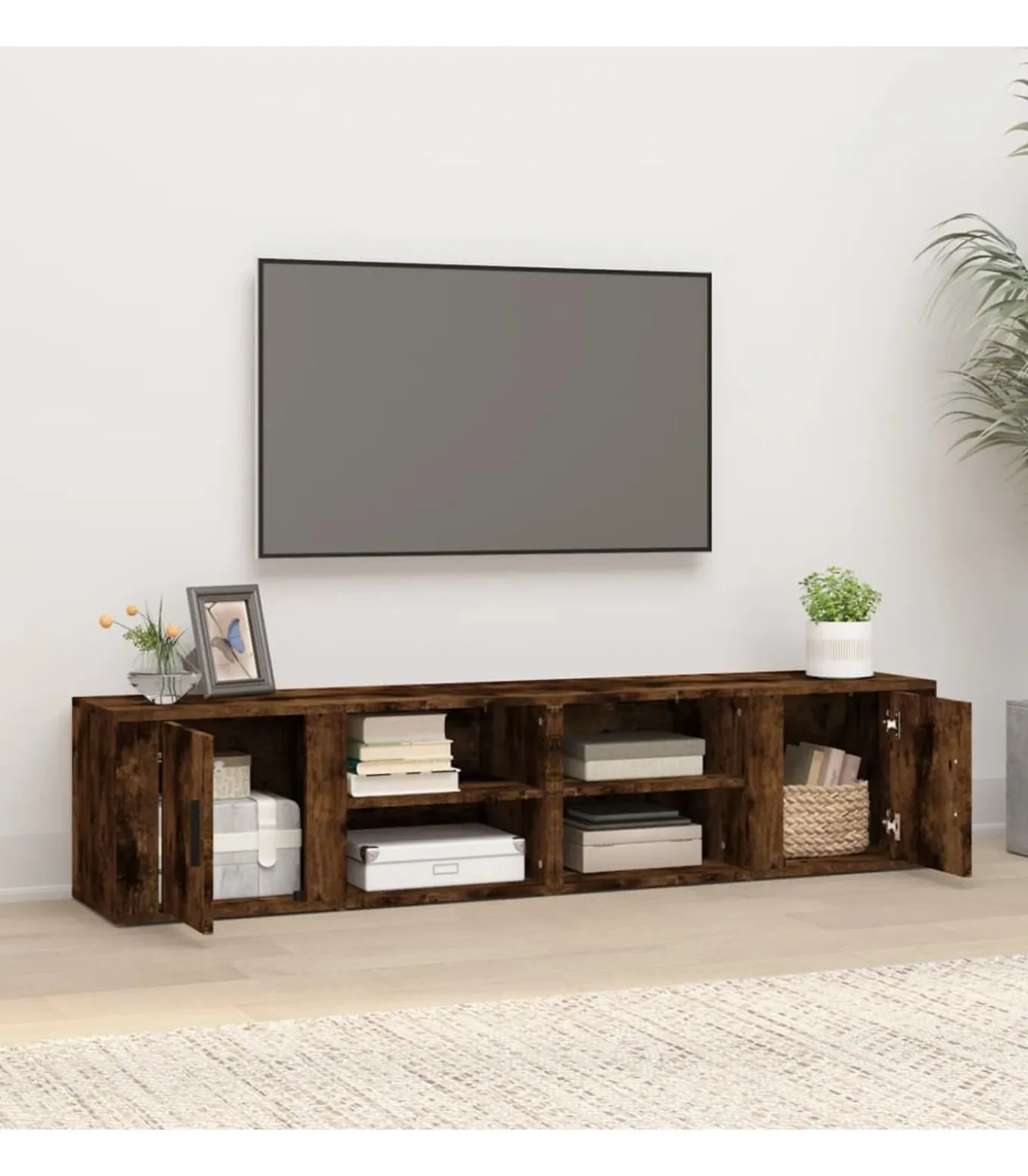 Tv-meubels 2 st 80x31,5x36 cm bewerkt hout gerookt eikenkleurig