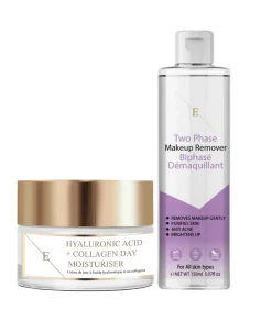 Tweefasige make-up verwijderaar + hyaluronzuur en collageen dagcrème
