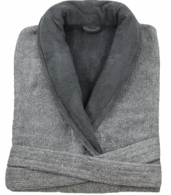 Tweekleurige katoenen badjas voor heren, antracietgrijs xl
