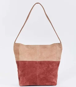 Twee-kleurige suède schoudertas CLOVER