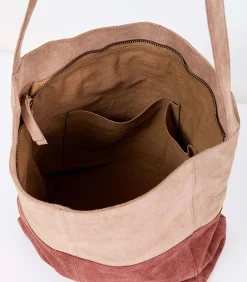 Twee-kleurige suède schoudertas CLOVER