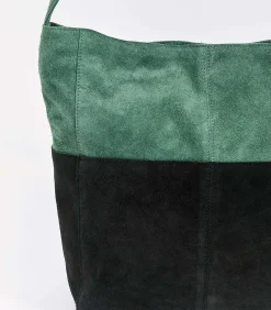 Twee-kleurige suède schoudertas CLOVER