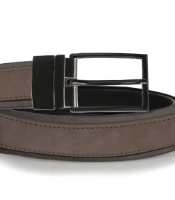 Tweekleurige zwart/bruine leren herenriem