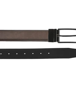 Tweekleurige zwart/bruine leren herenriem