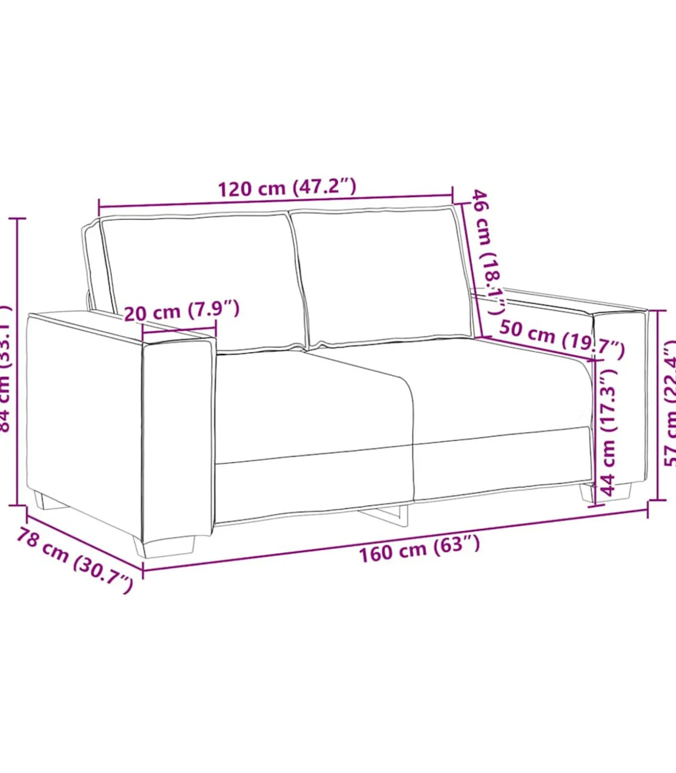 Tweezitsbank 120 cm fluweel donkergrijs