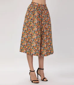 Uitlopende rok met retro bloemenprint