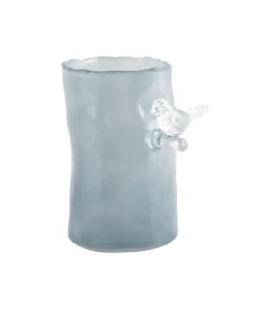 Vaas Bird On Branch - Mistig blauw - 9.5x9.5x15cm