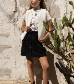 VALENTINA - Korte rok met opgestikte zakken en zichtbare knopen aan de voorkant