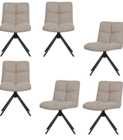 Vinny Draaistoelen - Bouclé - Zand - Set van 6