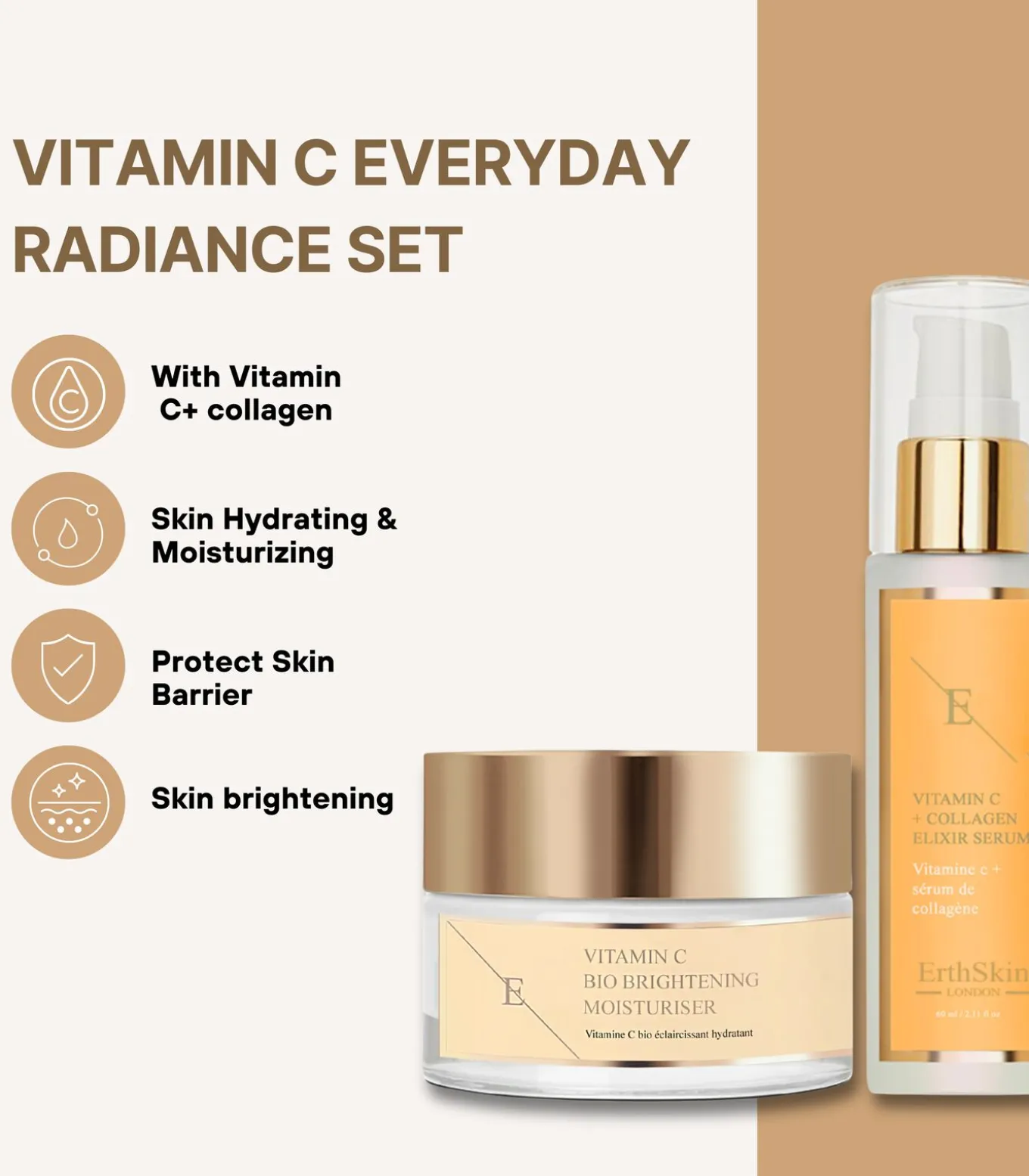 VITAMINE C + COLLAGEEN ELIXIR SERUM + Vitamine C Bio Brightening Moisturizer