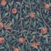 Vliesbehang Bird & Pomegranate Navy Blue