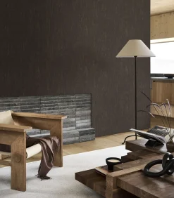 Vliesbehang linnen gold ebony