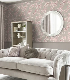 Vliesbehang Pollington Roses Donkergrijs