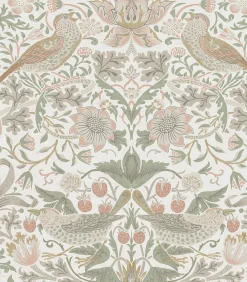 Vliesbehang Strawberry Thief Sage & Pink