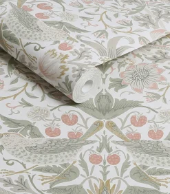 Vliesbehang Strawberry Thief Sage & Pink