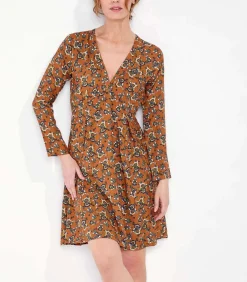 Vloeiende uitlopende jurk bedrukt MIRZAPUR