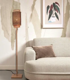 Vloerlamp Bhutan - Bamboe/Zwart - 20x20x145cm