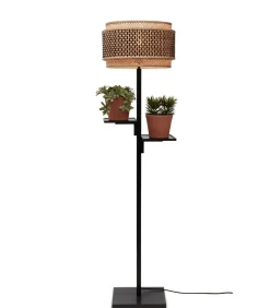 Vloerlamp Bhutan - Zwart/Bamboe - Ø40x160cm