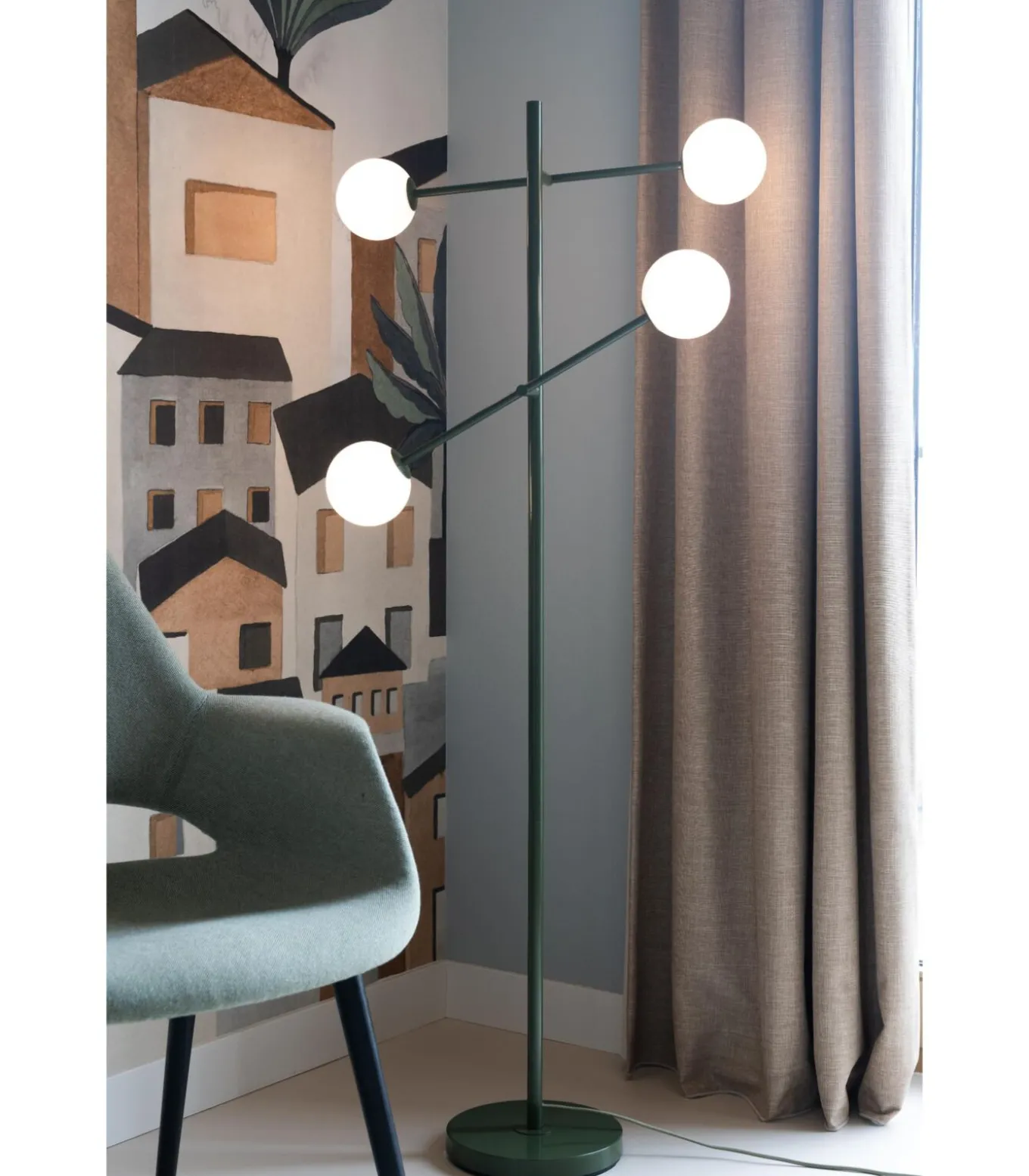 Vloerlamp Copenhagen - Groen - 48x26x170cm