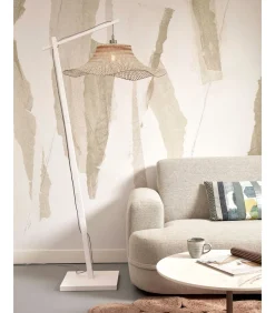 Vloerlamp Ibiza - Bamboe Wit/Naturel - 83x65x176cm