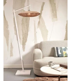 Vloerlamp Tanami - Bamboe Wit/Rotan - 78x55x176cm