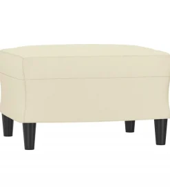 Voetenbank 60x50x41 cm kunstleer crèmekleurig