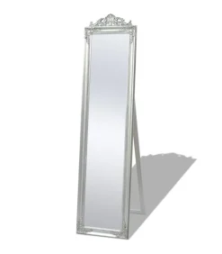 Vrijstaande spiegel Barok 160x40cm zilver