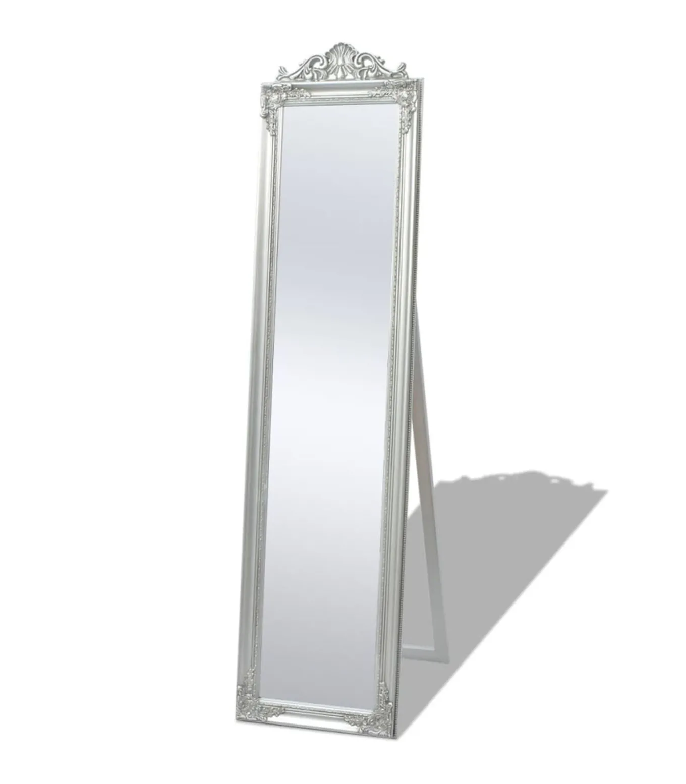 Vrijstaande spiegel Barok 160x40cm zilver