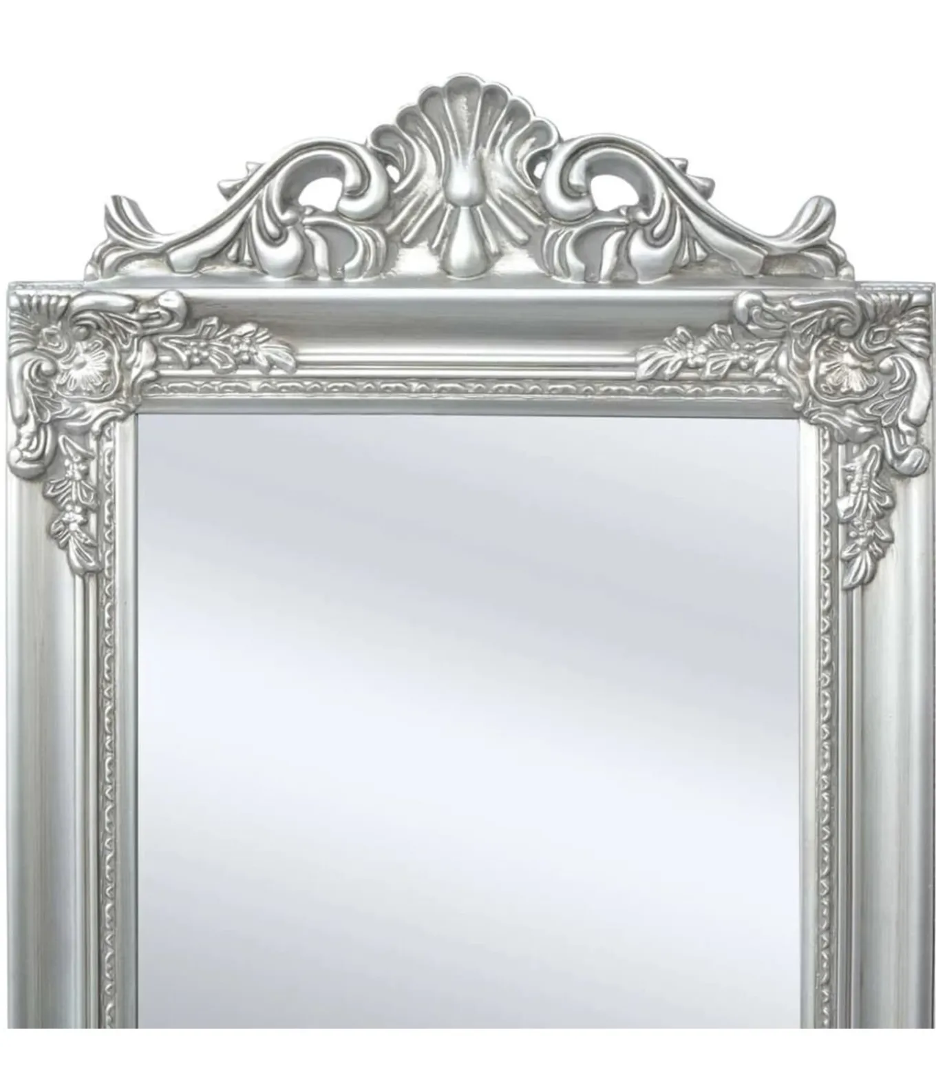 Vrijstaande spiegel Barok 160x40cm zilver