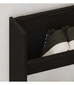 Wand Schoenkast 2 pcs Zwart eiken 80 x 18 x 90 cm Bewerkt hout