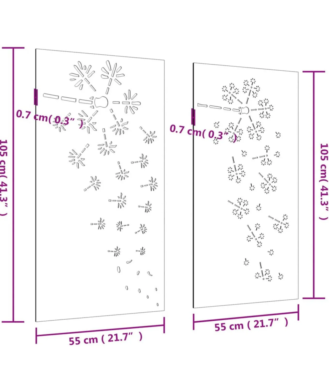 Wanddecoratie tuin 2 st bloemenontwerp 105x55 cm cortenstaal