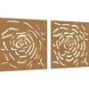 Wanddecoratie tuin 2 st rozenontwerp 55x55 cm cortenstaal
