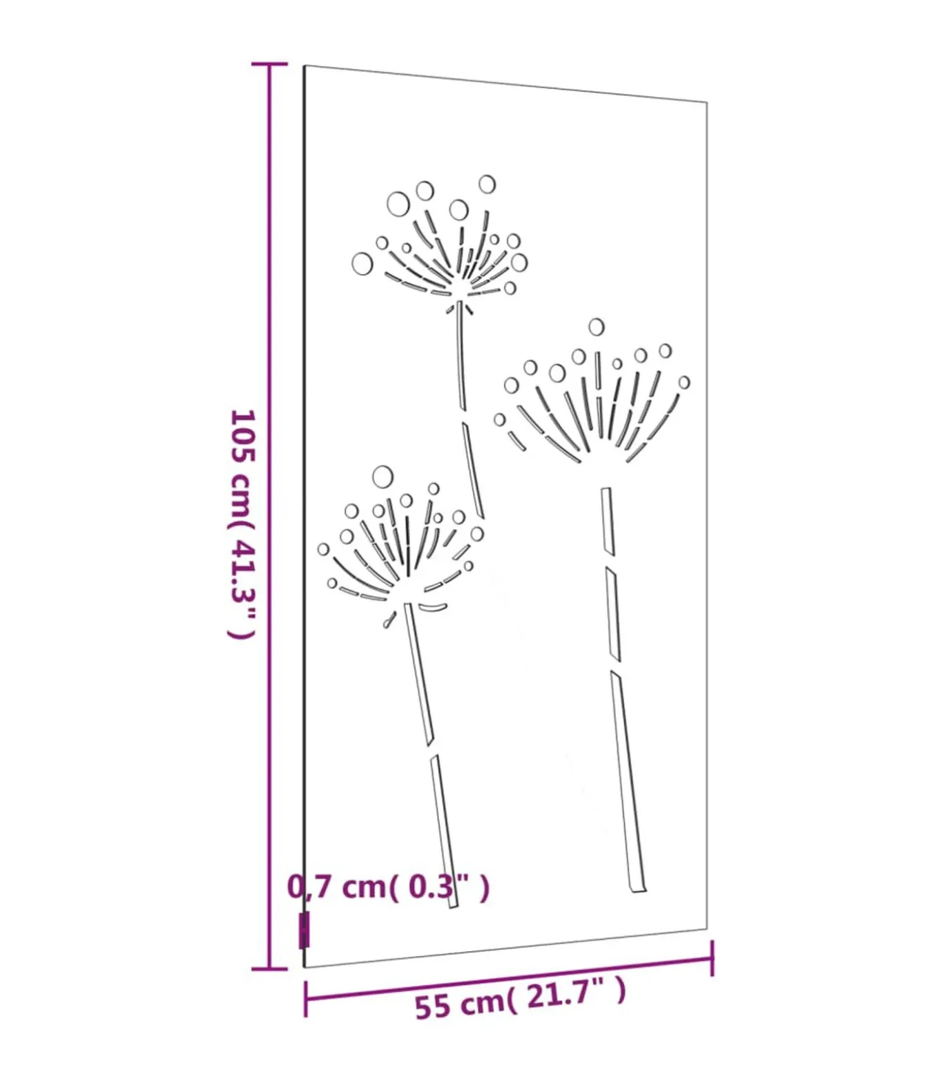 Wanddecoratie tuin bloemenontwerp 105x55 cm cortenstaal