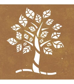 Wanddecoratie tuin boomontwerp 55x55 cm cortenstaal